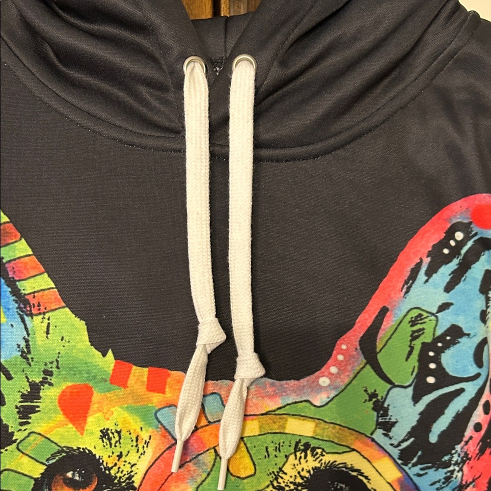 Colorful German Shepherd Print Black Hoodie - Picture 3 of 8